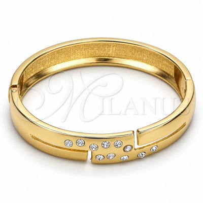 Gold Tone Individual Bangle, with White Crystal, Polished, Golden Finish, 07.252.0028.05.GT (13 MM Thickness, Size 5 (2.50 Diameter))