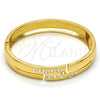 Gold Tone Individual Bangle, with White Crystal, Polished, Golden Finish, 07.252.0028.05.GT (13 MM Thickness, Size 5 (2.50 Diameter))