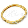 Gold Tone Individual Bangle, with White Crystal, Polished, Golden Finish, 07.252.0029.04.GT (05 MM Thickness, One size fits all)