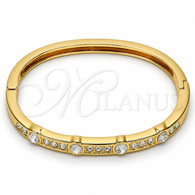 Gold Tone Individual Bangle, with White Crystal, Polished, Golden Finish, 07.252.0029.04.GT (05 MM Thickness, One size fits all)