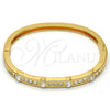 Gold Tone Individual Bangle, with White Crystal, Polished, Golden Finish, 07.252.0029.04.GT (05 MM Thickness, One size fits all)