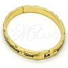 Gold Tone Individual Bangle, Heart Design, Black Enamel Finish, Golden Finish, 07.252.0030.05.GT (07 MM Thickness, Size 5 (2.50 Diameter))