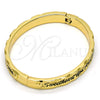 Gold Tone Individual Bangle, Heart Design, Black Enamel Finish, Golden Finish, 07.252.0030.05.GT (07 MM Thickness, Size 5 (2.50 Diameter))