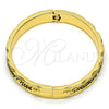 Gold Tone Individual Bangle, Heart Design, Black Enamel Finish, Golden Finish, 07.252.0030.05.GT (07 MM Thickness, Size 5 (2.50 Diameter))