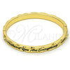 Gold Tone Individual Bangle, Heart Design, Black Enamel Finish, Golden Finish, 07.252.0030.05.GT (07 MM Thickness, Size 5 (2.50 Diameter))