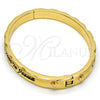 Gold Tone Individual Bangle, Heart Design, Black Enamel Finish, Golden Finish, 07.252.0031.05.GT (07 MM Thickness, Size 5 (2.50 Diameter))