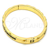 Oro Laminado Individual Bangle, Gold Filled Style Heart Design, Black Enamel Finish, Golden Finish, 07.252.0032.05.GT (07 MM Thickness, Size 5 (2.50 Diameter))