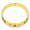 Oro Laminado Individual Bangle, Gold Filled Style Heart Design, Black Enamel Finish, Golden Finish, 07.252.0032.05.GT (07 MM Thickness, Size 5 (2.50 Diameter))