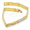 Oro Laminado Solid Bracelet, Gold Filled Style Polished, Tricolor, 03.102.0023.08 (08 MM Thickness, 8 Inches Length)