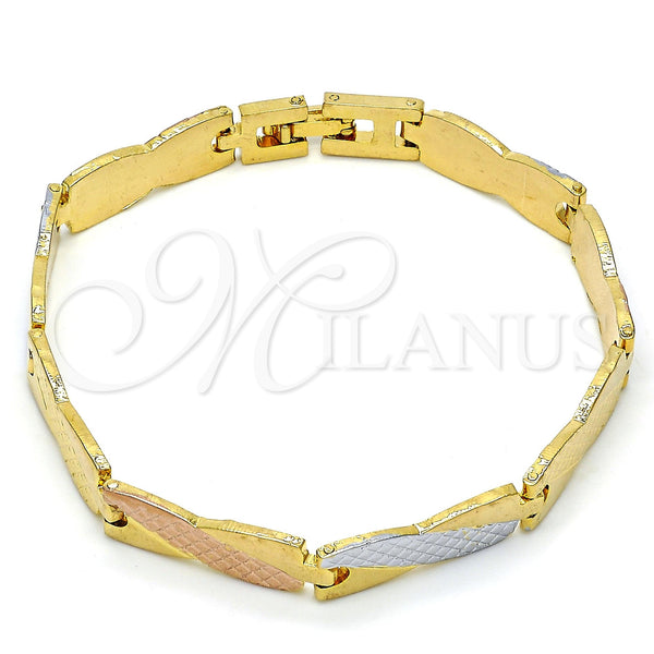 Gold Filled Bracelet — Solid Bracelet Polished Tricolor 03. 08 MM Thickness — main product view — SKU 111755 | Oro Laminado brazalete — Solid Bracelet pulido Tricolor 03. 08 MM Thickness — SKU 111755