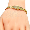 Oro Laminado ID Bracelet, Gold Filled Style Heart Design, Polished, Golden Finish, 03.102.0026.08 (06 MM Thickness, 8 Inches Length)