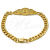 Oro Laminado ID Bracelet, Gold Filled Style Heart Design, Polished, Golden Finish, 03.102.0026.08 (06 MM Thickness, 8 Inches Length)