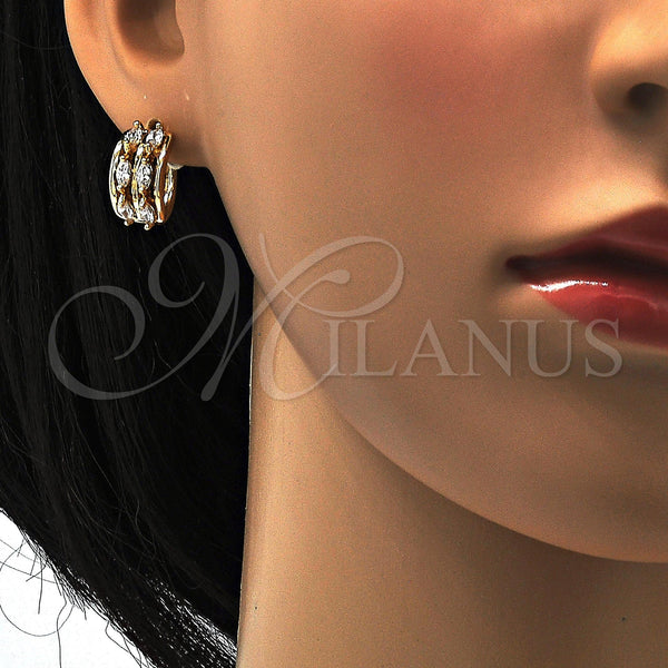 Gold Filled Hoop Earrings — Huggie Hoop with White Cubic Zirconia Polished 02. — main product view — SKU 111815 | Oro Laminado aretes de aro — Huggie Hoop with blanco Cubic Zirconia pulido 02. — SKU 111815