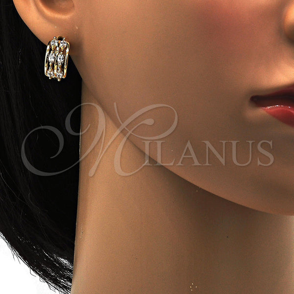 Gold Filled Hoop Earrings — Huggie Hoop with White Cubic Zirconia Polished 02. — alternate product view — SKU 111815 | Oro Laminado aretes de aro — Huggie Hoop with blanco Cubic Zirconia pulido 02. — SKU 111815