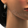 Oro Laminado Small Hoop, Gold Filled Style Flower Design, with White Cubic Zirconia, Polished, Golden Finish, 02.210.0034.15