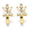 Oro Laminado Small Hoop, Gold Filled Style Flower Design, with White Cubic Zirconia, Polished, Golden Finish, 02.210.0034.15