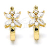 Oro Laminado Small Hoop, Gold Filled Style Flower Design, with White Cubic Zirconia, Polished, Golden Finish, 02.210.0034.15