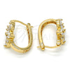 Oro Laminado Small Hoop, Gold Filled Style Flower Design, with White Cubic Zirconia, Polished, Golden Finish, 02.210.0034.15