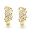 Oro Laminado Huggie Hoop, Gold Filled Style with White Cubic Zirconia, Polished, Golden Finish, 02.210.0036.15