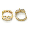 Oro Laminado Huggie Hoop, Gold Filled Style with White Cubic Zirconia, Polished, Golden Finish, 02.210.0036.15