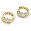 Oro Laminado Huggie Hoop, Gold Filled Style with White Cubic Zirconia, Polished, Golden Finish, 02.210.0036.15