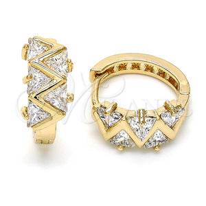 Gold Filled Hoop Earrings — Huggie Hoop with White Cubic Zirconia Polished 02. — main product view — SKU 111825 | Oro Laminado aretes de aro — Huggie Hoop with blanco Cubic Zirconia pulido 02. — SKU 111825