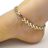 Oro Laminado Fancy Anklet, Gold Filled Style Polished, Golden Finish, 03.210.0026.10 (08 MM Thickness, 10 Inches Length)