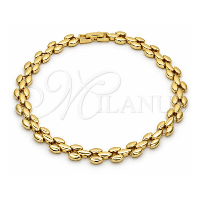 Oro Laminado Fancy Anklet, Gold Filled Style Polished, Golden Finish, 03.210.0026.10 (08 MM Thickness, 10 Inches Length)