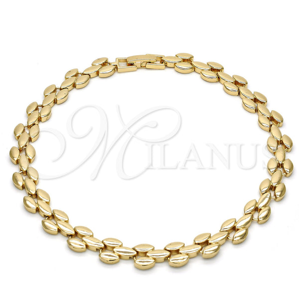 Oro Laminado Fancy Anklet, Gold Filled Style Polished, Golden Finish, 03.210.0026.10 (08 MM Thickness, 10 Inches Length)
