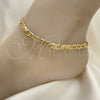 Oro Laminado Fancy Anklet, Gold Filled Style Elephant and Mariner Design, Polished, Golden Finish, 03.213.0008.10 (100 Gauge, 06 MM Thickness, 10 Inches Length)
