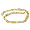 Oro Laminado Fancy Anklet, Gold Filled Style Elephant and Mariner Design, Polished, Golden Finish, 03.213.0008.10 (100 Gauge, 06 MM Thickness, 10 Inches Length)