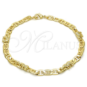 Gold Filled Anklet — Fancy Anklet Elephant and Mariner Design Polished 03. — main product view — SKU 111858 | Oro Laminado tobillera — elegante Anklet Elephant and Mariner diseño pulido 03. — SKU 111858