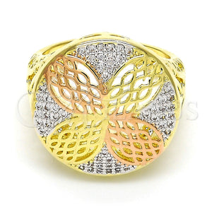 Gold Filled Ring — Multi Stone Ring Flower Design with White Micro — main product view — SKU 111913 | Oro Laminado anillo — Multi Stone Ring flor diseño with blanco Micro — SKU 111913