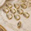 Oro Laminado Hook, Gold Filled Style with White and Black Cubic Zirconia, Polished, Golden Finish, 12.63.0007
