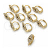 Oro Laminado Hook, Gold Filled Style with White and Black Cubic Zirconia, Polished, Golden Finish, 12.63.0007