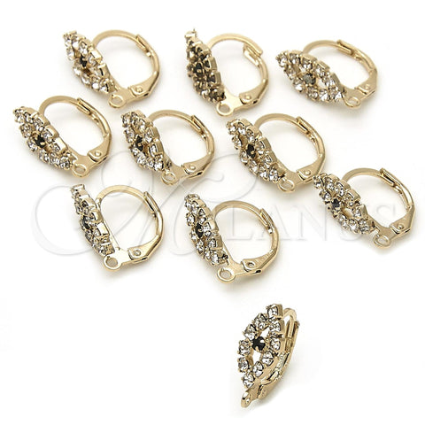 Oro Laminado Hook, Gold Filled Style with White and Black Cubic Zirconia, Polished, Golden Finish, 12.63.0007