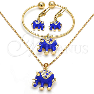 Gold Filled Ring — Necklace Bracelet and Earring Elephant Design with White — main product view — SKU 111950 | Oro Laminado anillo — Necklace Bracelet and Earring Elephant diseño with blanco — SKU 111950