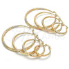 Oro Laminado Medium Hoop, Gold Filled Style Hollow Design, Diamond Cutting Finish, Tricolor, 02.170.0086.1.30