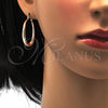 Oro Laminado Medium Hoop, Gold Filled Style Hollow Design, Diamond Cutting Finish, Tricolor, 02.170.0084.1.30