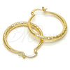 Oro Laminado Medium Hoop, Gold Filled Style Hollow Design, Diamond Cutting Finish, Golden Finish, 02.170.0086.30