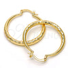 Oro Laminado Medium Hoop, Gold Filled Style Hollow Design, Diamond Cutting Finish, Golden Finish, 02.170.0086.30