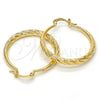 Oro Laminado Medium Hoop, Gold Filled Style Hollow Design, Diamond Cutting Finish, Golden Finish, 02.170.0085.30
