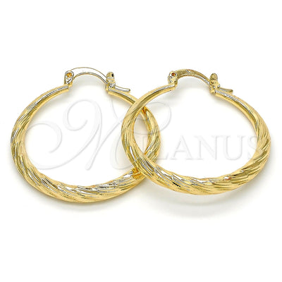Oro Laminado Medium Hoop, Gold Filled Style Hollow Design, Diamond Cutting Finish, Golden Finish, 02.170.0085.30 for wholesale, main product view