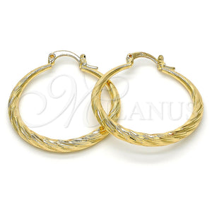 Oro Laminado Medium Hoop, Gold Filled Style Hollow Design, Diamond Cutting Finish, Golden Finish, 02.170.0085.30