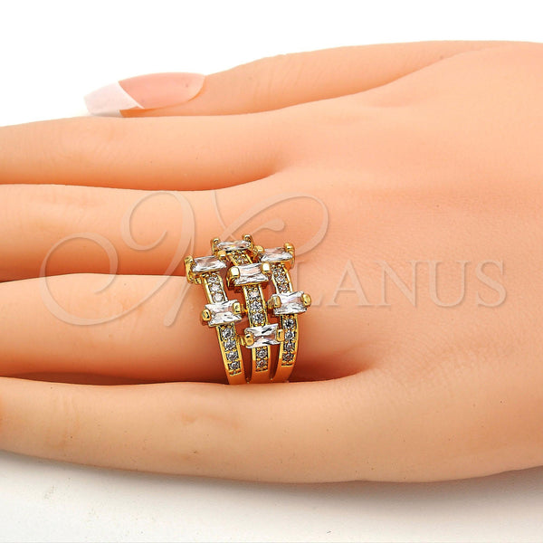 Gold Filled Ring — Multi Stone Ring Baguette Design with White Cubic — alternate product view — SKU 111993 | Oro Laminado anillo — Multi Stone Ring Baguette diseño with blanco Cubic — SKU 111993