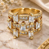 Oro Laminado Multi Stone Ring, Gold Filled Style with White Cubic Zirconia, Polished, Golden Finish, 01.260.0001.08.GT (Size 8)