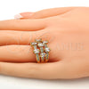 Oro Laminado Multi Stone Ring, Gold Filled Style with White Cubic Zirconia, Polished, Golden Finish, 01.260.0001.09.GT (Size 9)