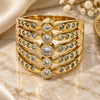 Oro Laminado Multi Stone Ring, Gold Filled Style with White Cubic Zirconia, Polished, Golden Finish, 01.260.0003.09.GT (Size 9)