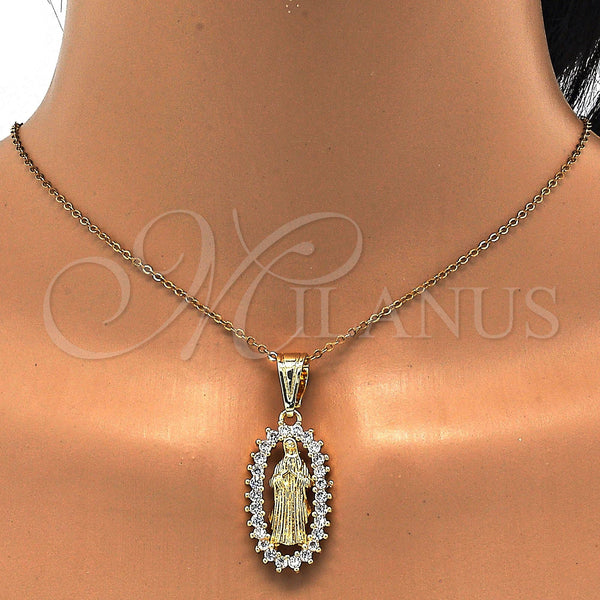 Gold Filled Pendant — Religious Pendant Guadalupe Design with White Cubic Zirconia — alternate product view — SKU 112019 | Oro Laminado dije — Religious Pendant Guadalupe diseño with blanco Cubic Zirconia — SKU 112019
