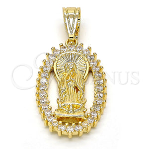 Gold Filled Pendant — Religious Pendant Guadalupe Design with White Cubic Zirconia — main product view — SKU 112020 | Oro Laminado dije — Religious Pendant Guadalupe diseño with blanco Cubic Zirconia — SKU 112020